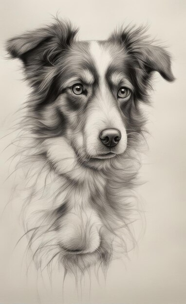 Photo a drawing of a dog that has a tag on its ear