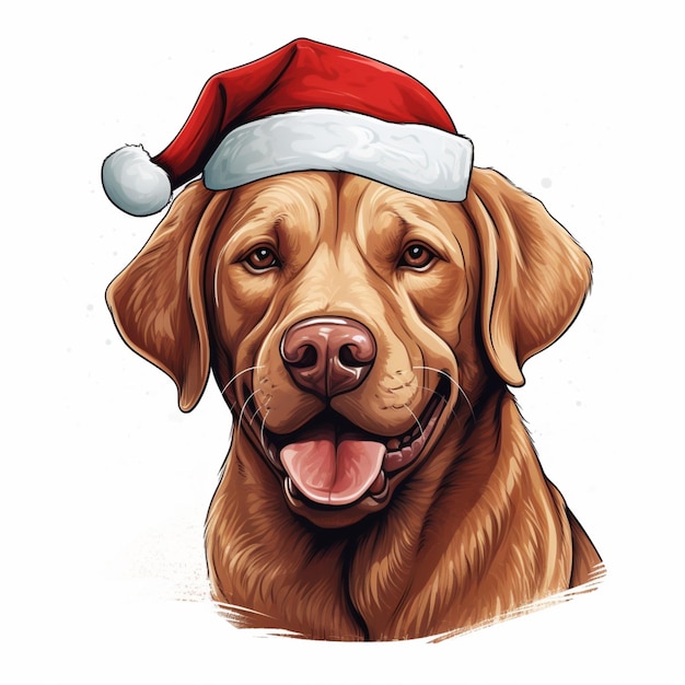 drawing of a dog wearing a santa hat with its tongue out generative ai