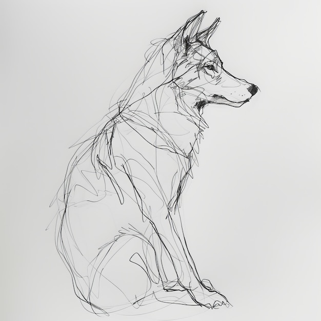 Photo drawing of a dog on a white background sketch vector