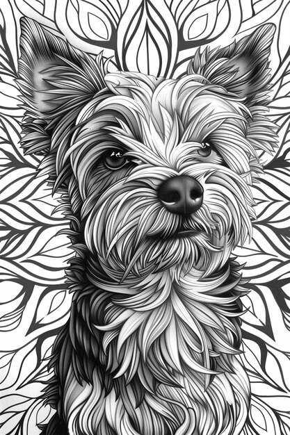 Photo a drawing of a dog with a black and white background