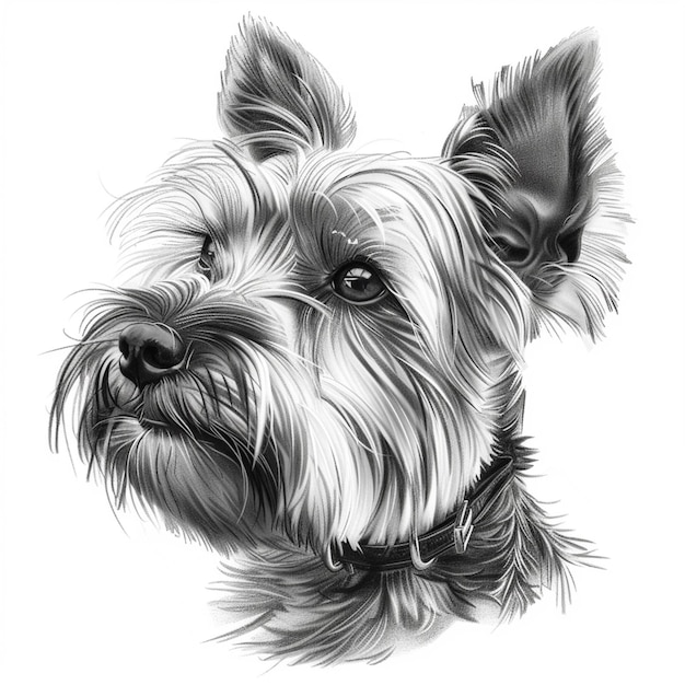 Photo a drawing of a dog with a black and white face