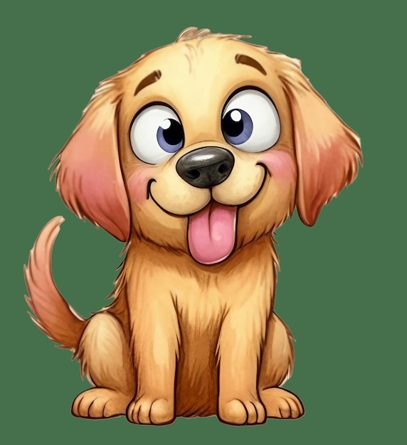 a drawing of a dog with a cartoon face and his tongue out