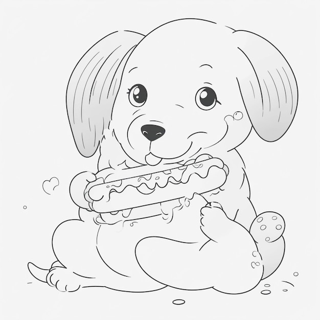 Photo a drawing of a dog with a hot dog on it