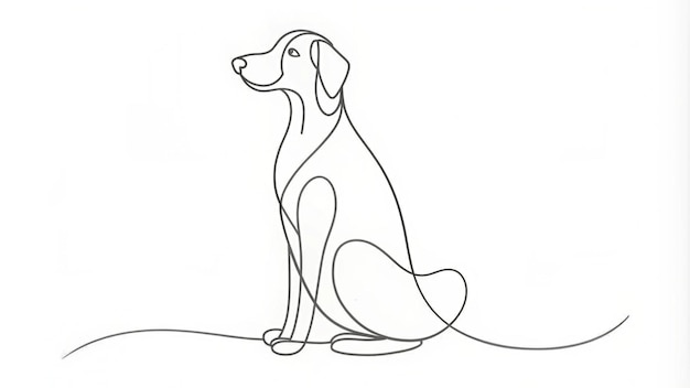 Photo a drawing of a dog with a line drawing of a dog