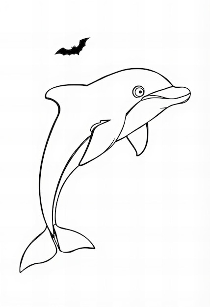 Photo a drawing of a dolphin and a bat with a bat on it