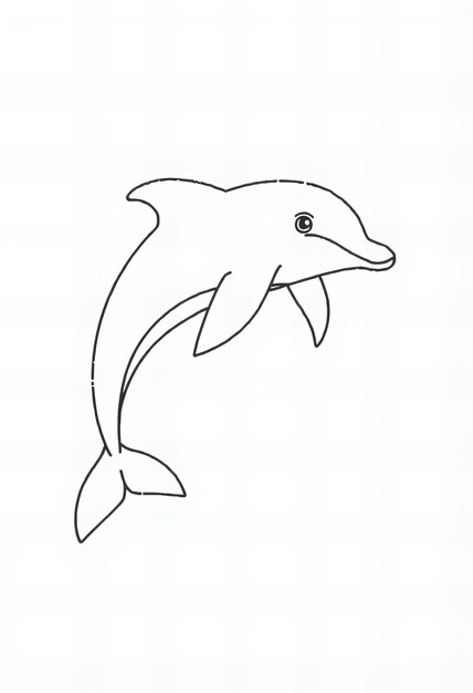 Photo a drawing of a dolphin with a black outline