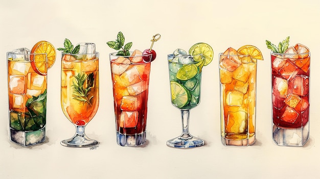 a drawing of drinks with a pencil on it