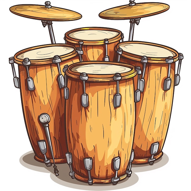 Photo a drawing of a drum set with drums on it