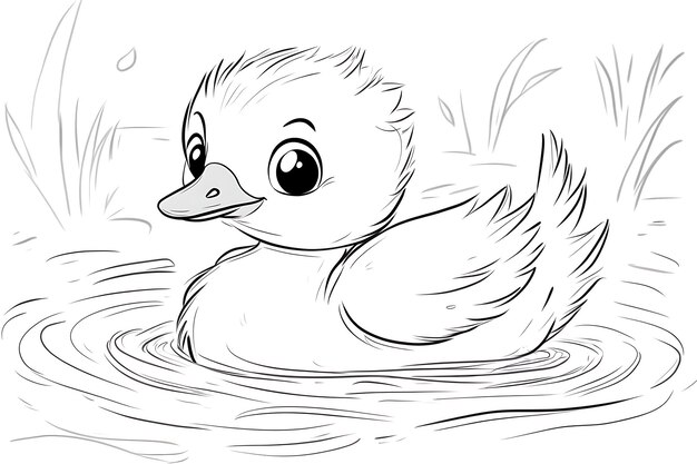 Photo a drawing of a duck in the water with a duck in the background