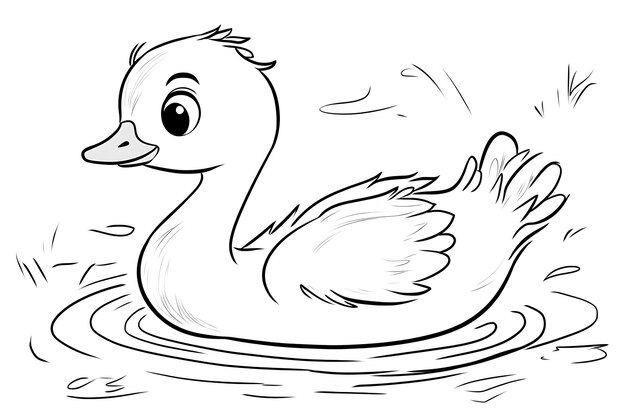 Photo a drawing of a duck in the water with a duck in the background