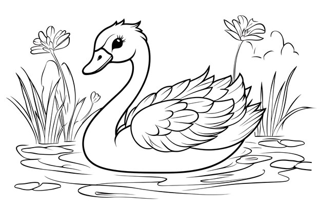 a drawing of a duck with a black and white background