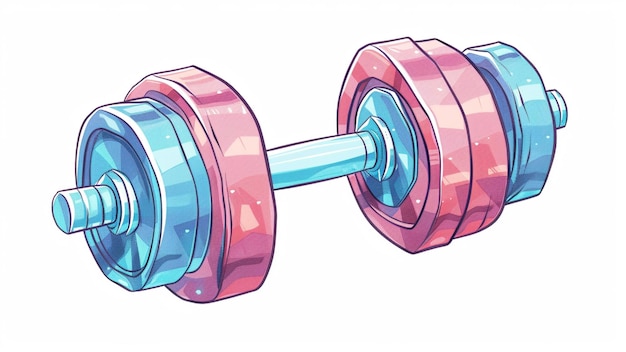 Photo a drawing of a dumbbell with a blue and pink color