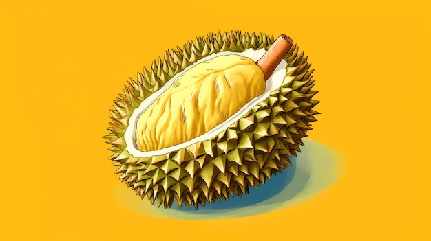 A drawing of a durian with the word durian on it