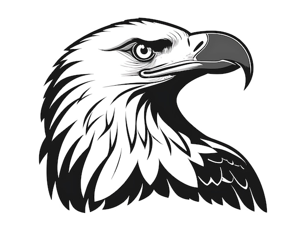 Photo a drawing of an eagle with a black and white background