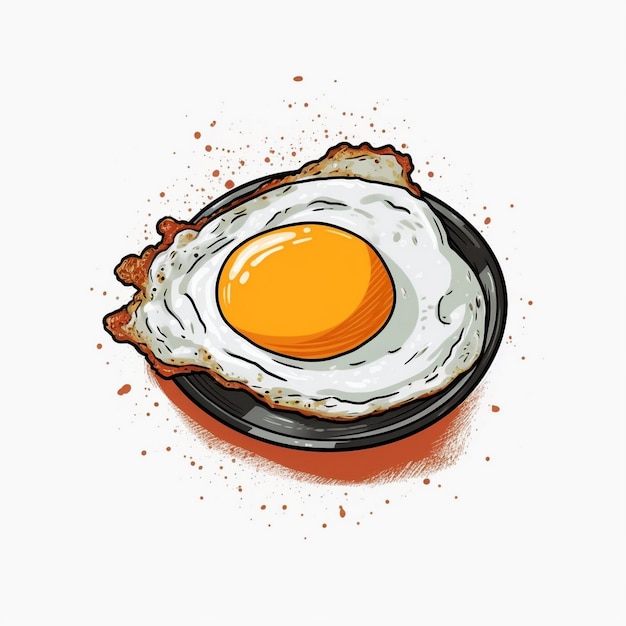 Photo a drawing of an egg on a plate with a saucer on it