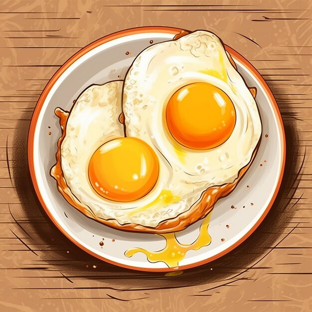 Photo a drawing of an egg on a plate with a saucer on it