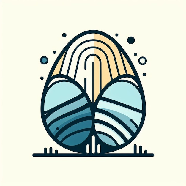 a drawing of a egg with a blue and yellow design