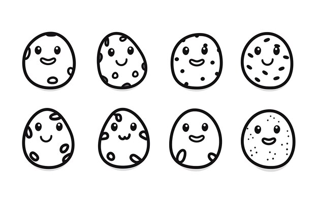 Photo a drawing of eggs with faces drawn on them