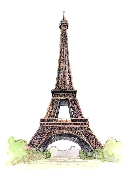 a drawing of a eiffel tower with the words eiffel tower on it