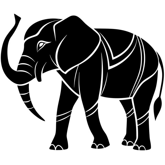 Photo a drawing of an elephant with a black and white background