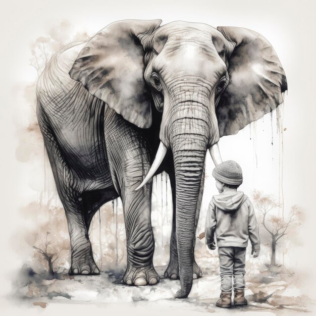 A drawing of a elephant with the word elephant on it