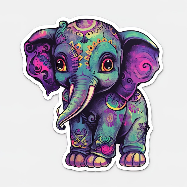 a drawing of an elephant with the word elephant on it