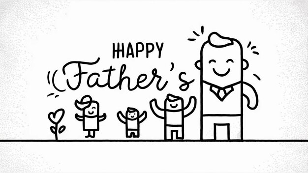 a drawing of a father and his son with a happy father on the wall