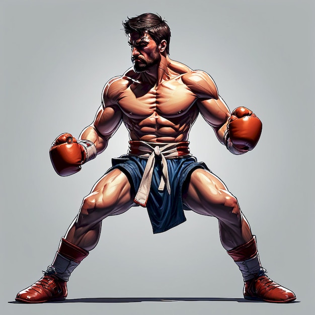 a drawing of a fighter with a red belt and the words martial arts