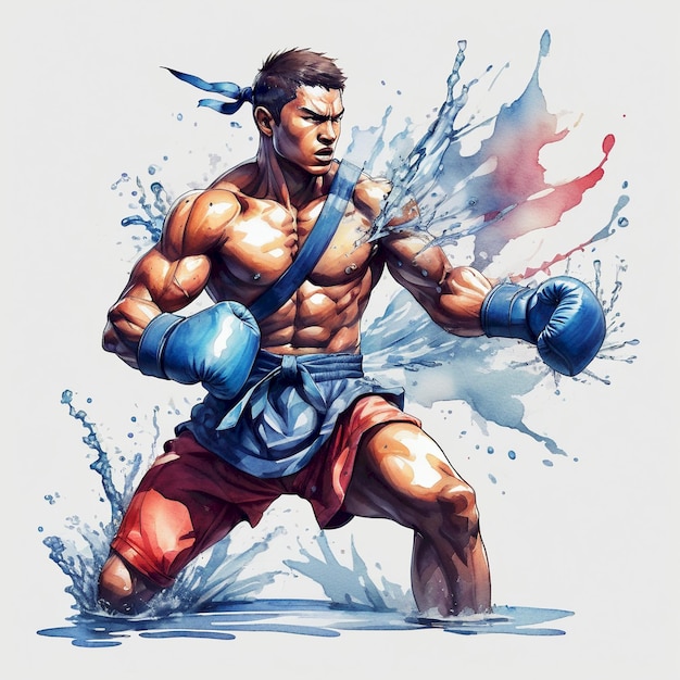 a drawing of a fighter with a red belt and the words martial arts