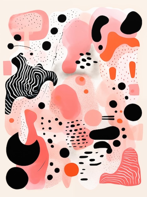 a drawing filled with doodles that move off of a white page in the style of light black and pink