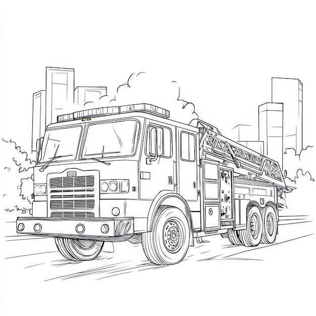 Photo a drawing of a fire truck with the word fire on the front