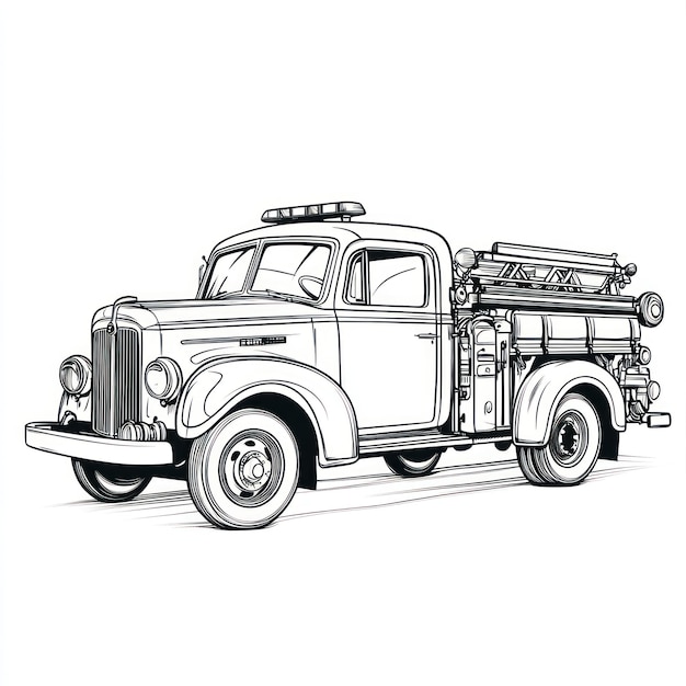 Photo a drawing of a fire truck with the word fire on the front