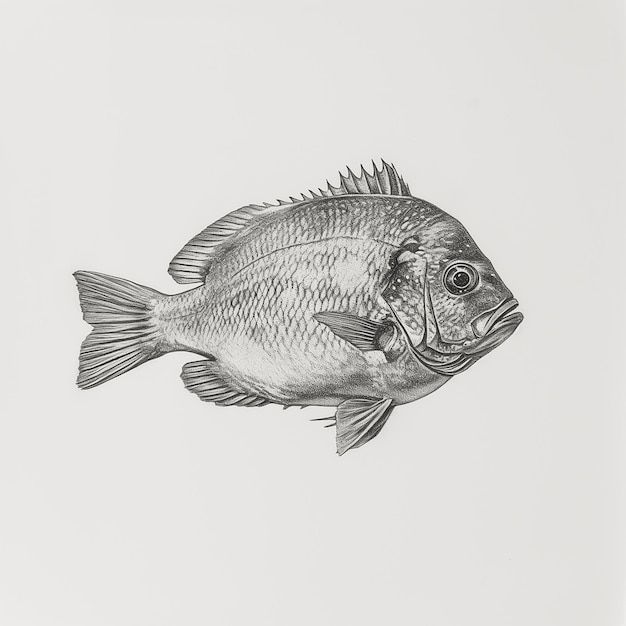 Photo a drawing of a fish with a long tail and a large mouth