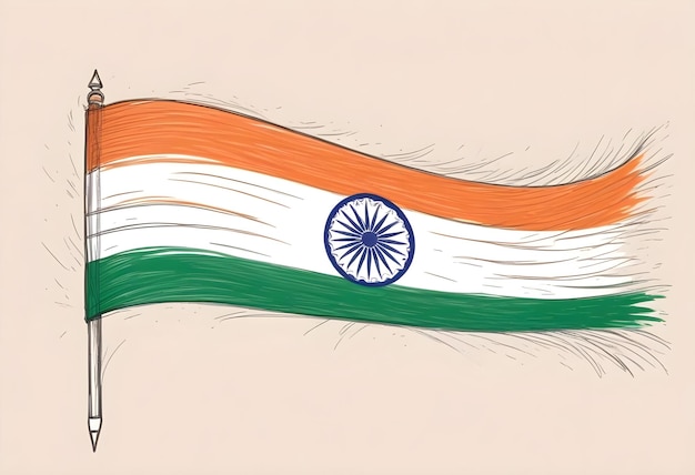 a drawing of a flag with the word india on it