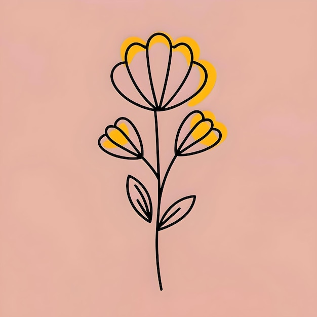 a drawing of a flower that has yellow petals