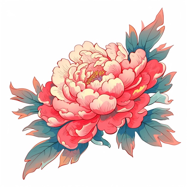 Photo a drawing of a flower that says peony