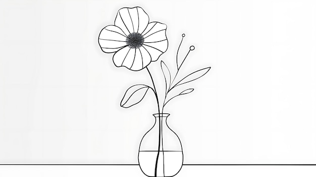 Photo a drawing of a flower in a vase with a drawing of a flower in it