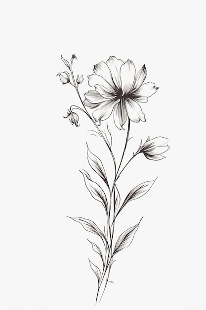 A drawing of a flower on a white background.