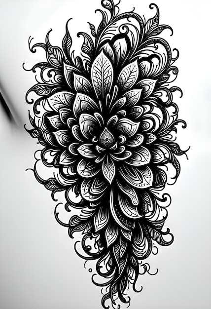 Photo a drawing of a flower with a design that says quot art quot on it