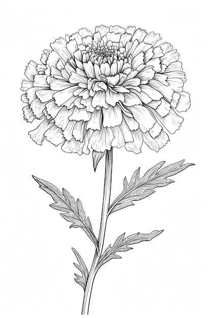 Drawing of a flower with a stem and leaves