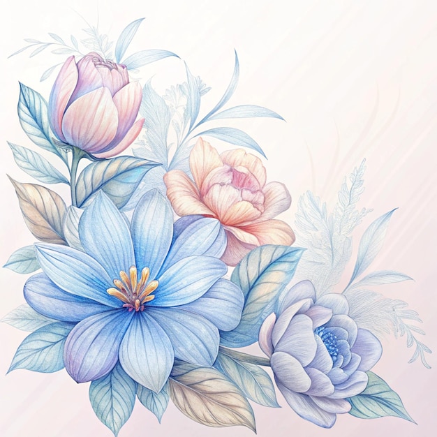 a drawing of flowers from the collection by peonies