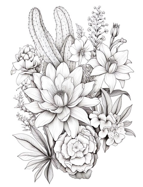 Photo a drawing of flowers from the garden