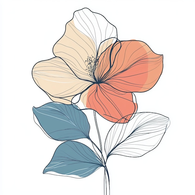 Photo a drawing of flowers that are painted in orange and white