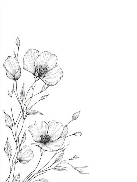 Photo a drawing of flowers on a white background with a drawing of a flower