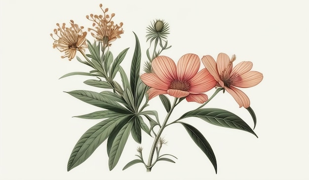 Photo a drawing of flowers with the date of the 20th century