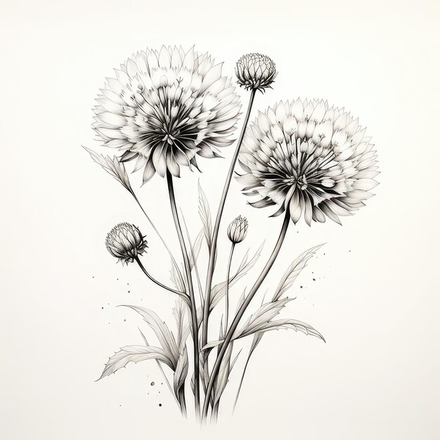 Photo a drawing of flowers with the words  dandelions  on it