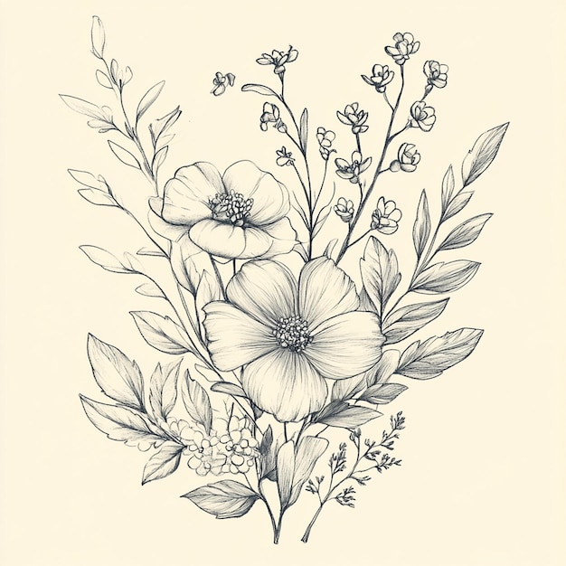 Photo a drawing of flowers with the words  spring  on it