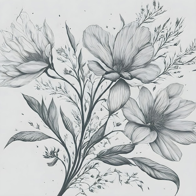 Photo a drawing of flowers