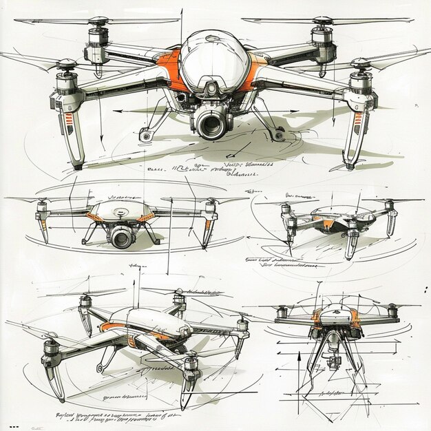 Photo a drawing of a flying drone with the words  the word  on it