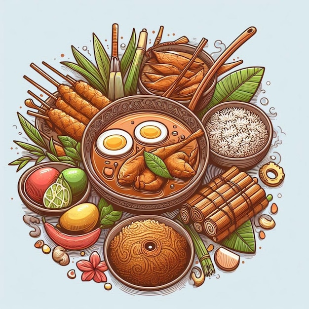 Photo a drawing of food with the words quot rice quot on it